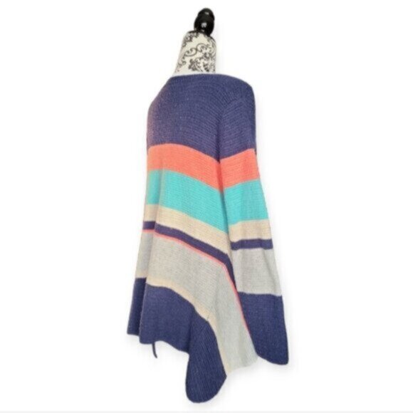 PAPILLON Apricot / Navy Stripe Sweater Sz Large - Picture 3 of 10